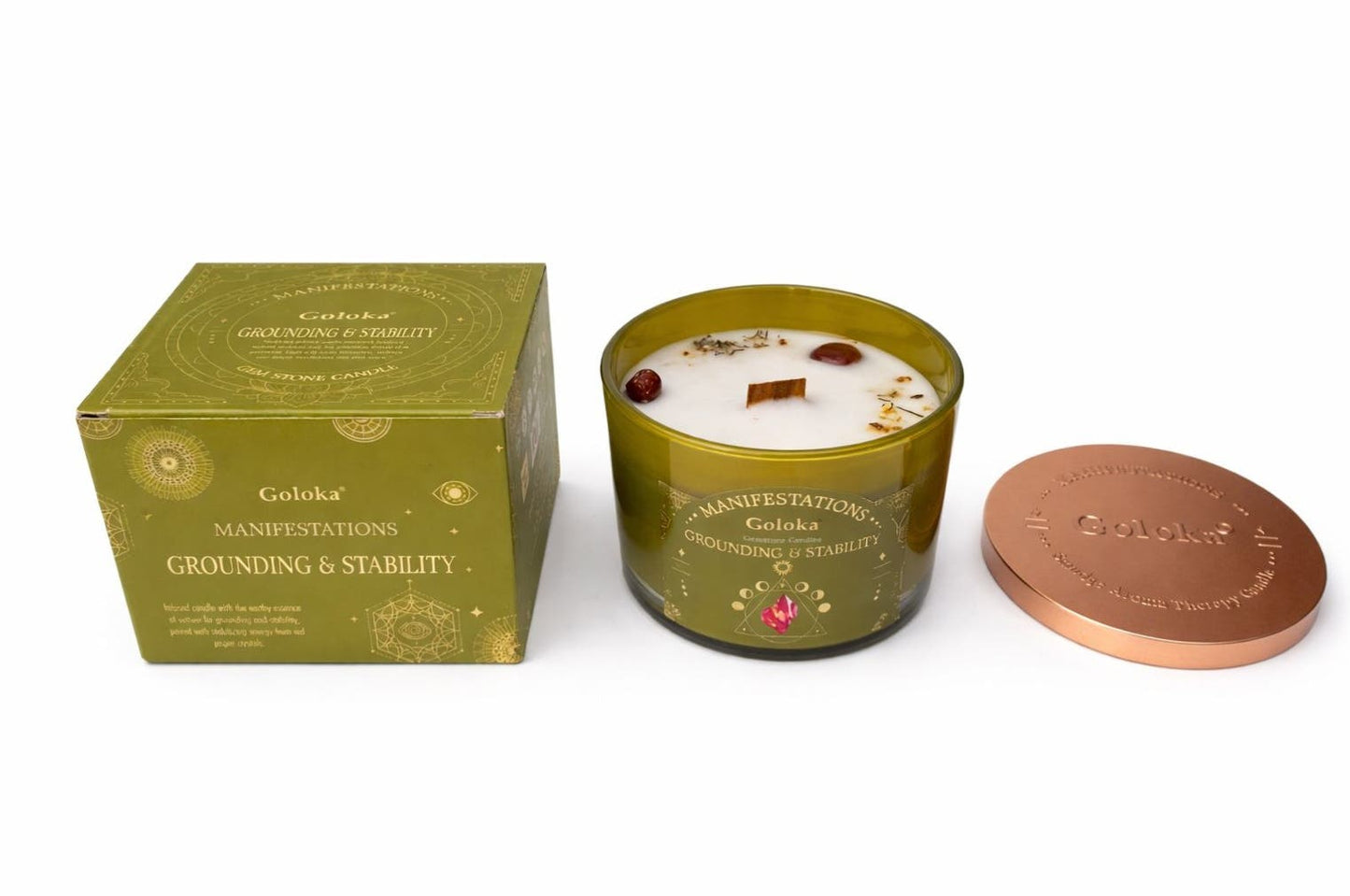 Goloka Grounding Stability Gemstone Candle Red Jasper Vetiver