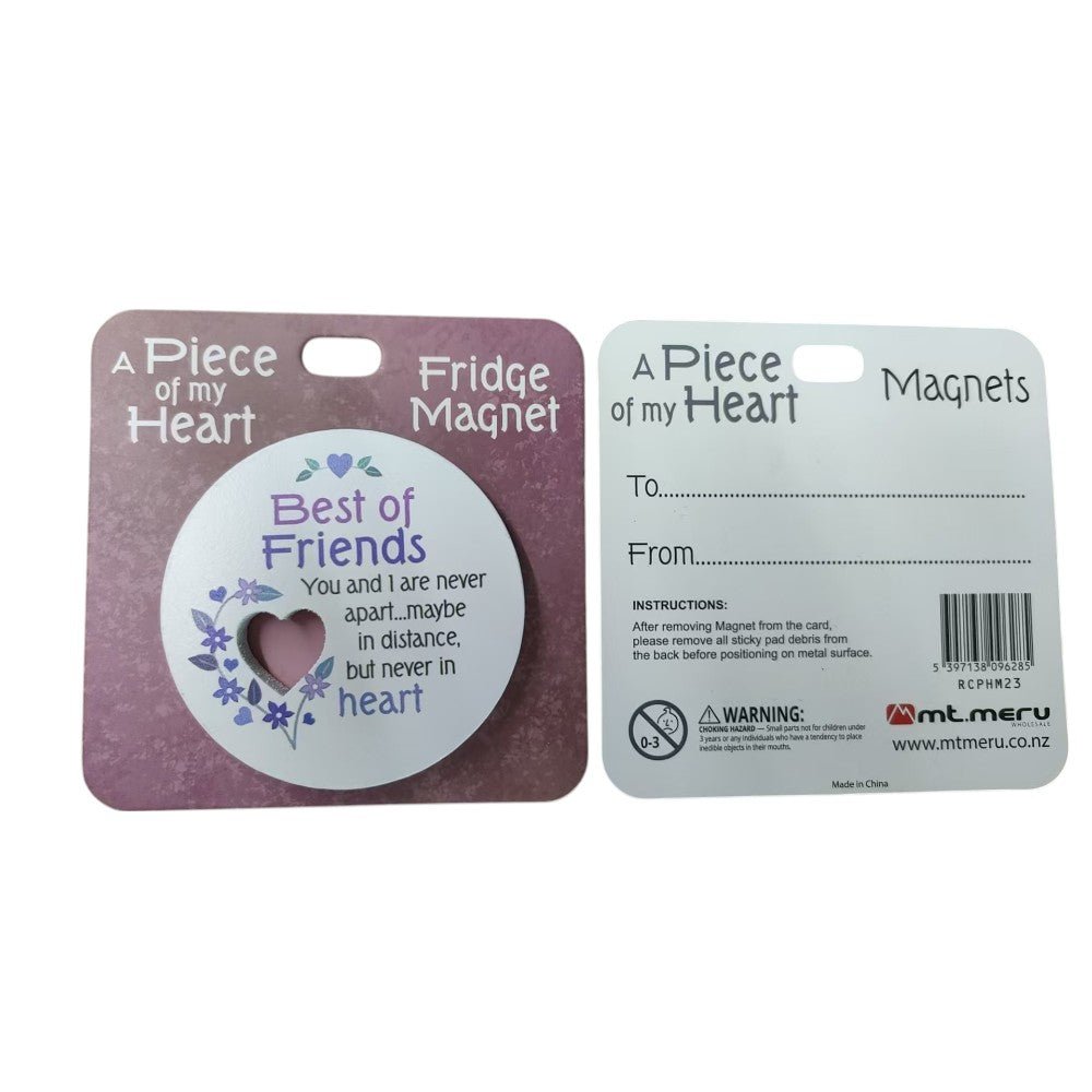 Best Of Friends Piece of My Heart Magnet
W:7 x D:7 cm - Magnet - 7 cm Diameter, Hangsell Card - 10 cm. MDF Magnets with Cut out Heart.
1st Stop, Marshall's Health Shop, Gift Shop!
SKU: RCPHM23