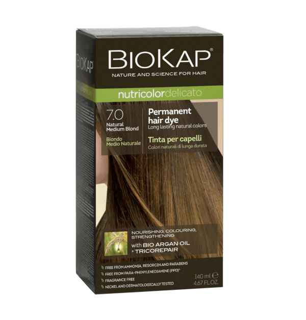 BioKap Delicato Rapid Natural Permanent Hair Colour 7.0 Medium Blond 135ml - 1st Stop Marshall's Health Shop, Gift Shop! - Heath and Natural Therapy New Brighton Christchurch - Naturopath