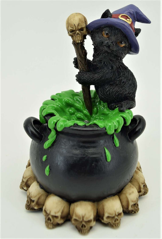 Black Cat Cauldron with LED - 1st Stop Marshall's Health Shop, Gift Shop! - Heath and Natural Therapy New Brighton Christchurch - Naturopath