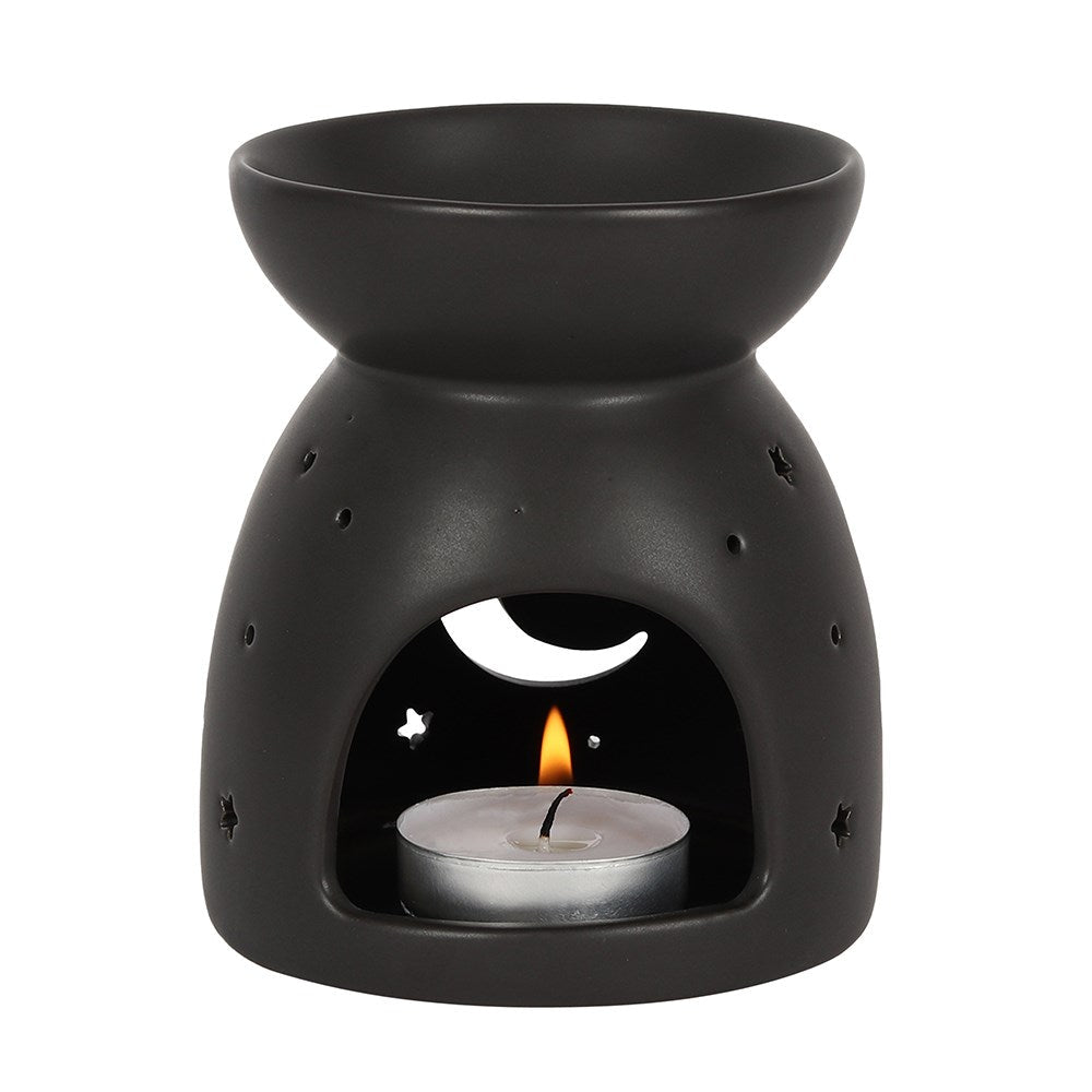 Black Mystical Moon Cut Out Oil Burner - MarshallsHealthShop