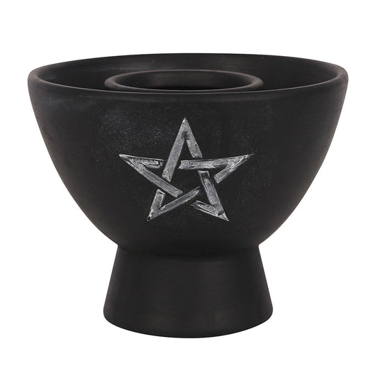 Black Pentagram Terracotta Smudge Bowl - MarshallsHealthShop