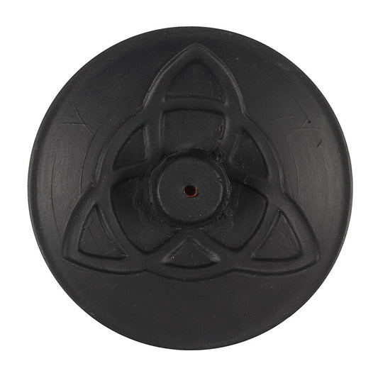 Black Triquetra Terracotta Incense Plate - MarshallsHealthShop