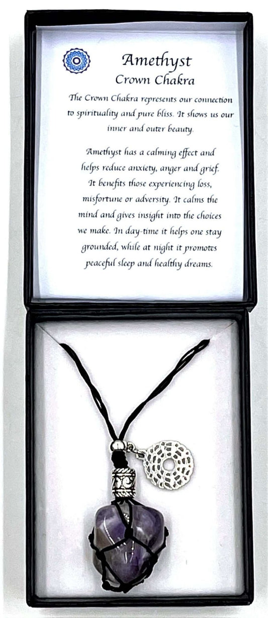 Braided Stone Necklace Amethyst Crown Chakra
The Crown Chakra represents our connection to spiritually and pure bliss. It shows us our inner and outer beauty.
Length 75cm approx.
1st Stop, Marshall's Health Shop, Gift Shop!
SKU: BPAM