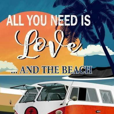 Wall Art MDF All You Need Is Love and the Beach