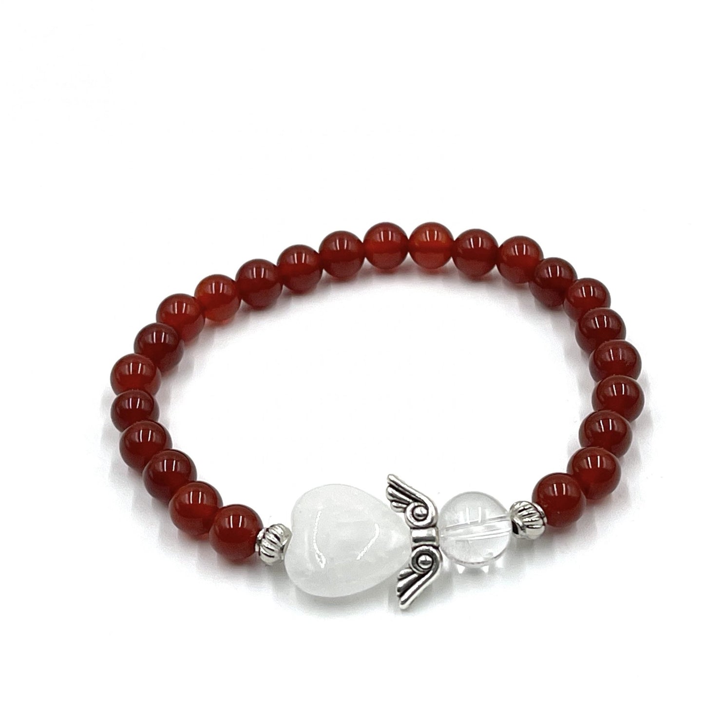 Carnelian Crystal Heart Guardian Angel Bracelet - GAB5 - 1st Stop Marshall's Health Shop, Gift Shop! - Heath and Natural Therapy New Brighton Christchurch - Naturopath