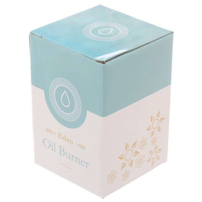 Ceramic Oil and Wax Burner Speckled Cream with Flower - MarshallsHealthShop