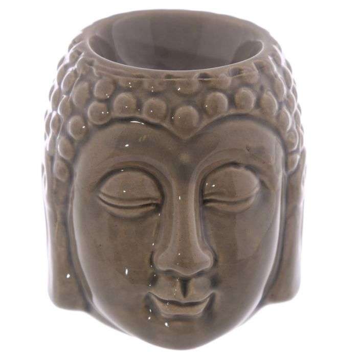 Ceramic Oil Burner Small Crackle Glaze Buddha Head - MarshallsHealthShop