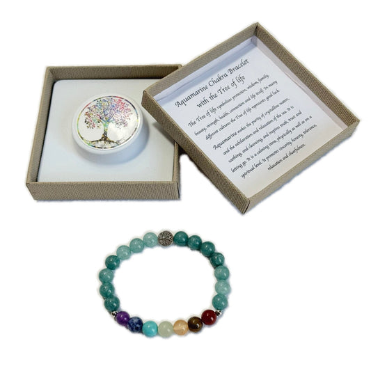 Chakra Bracelet Aquamarine Tree of Life Bead - 1st Stop Marshall's Health Shop, Gift Shop! - Heath and Natural Therapy New Brighton Christchurch - Naturopath