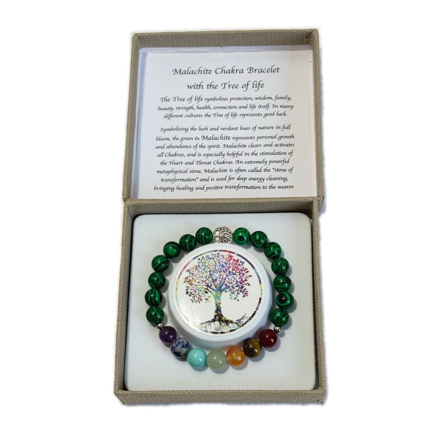 Chakra Bracelet Malachite & Tree of Life Bead - 1st Stop Marshall's Health Shop, Gift Shop! - Heath and Natural Therapy New Brighton Christchurch - Naturopath