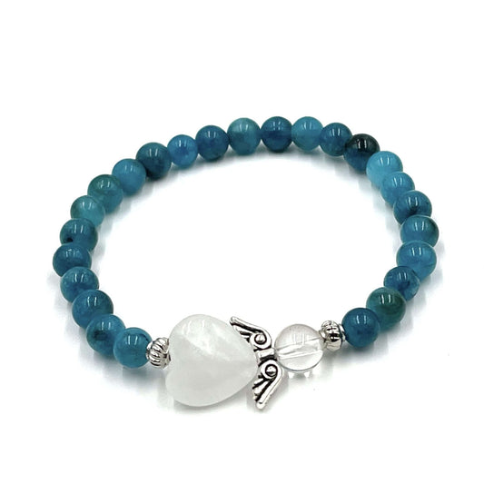 Chalcedony Crystal Heart Guardian Angel Bracelet - MarshallsHealthShop