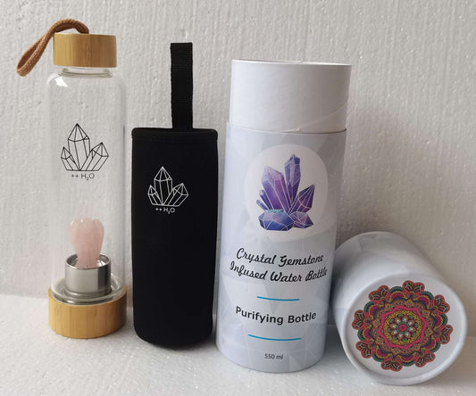 Crystal Bottle with a Rose Quartz Angel - MarshallsHealthShop