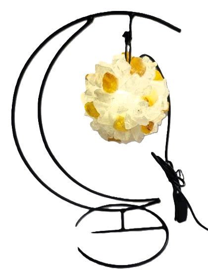 Crystal LED Moon Lamp Yellow Fluorite Clear Quartz# - 1st Stop Marshall's Health Shop, Gift Shop! - Heath and Natural Therapy New Brighton Christchurch - Naturopath#