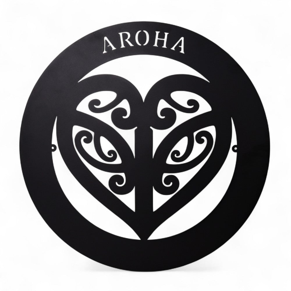 Wall Art - Round Steel - Aroha
Aroha means Love. The Koru (Maori for "loop") is a spiral shape based on the unfurling silver fern frond of the ponga plant. The M?ori Koru design carries a spiritual meaning, one of peace, tranquillity, positive change and new beginnings. Made from steel coated in a black paint finish. Suitable for indoor and outdoor use.
SKU: GKWA10