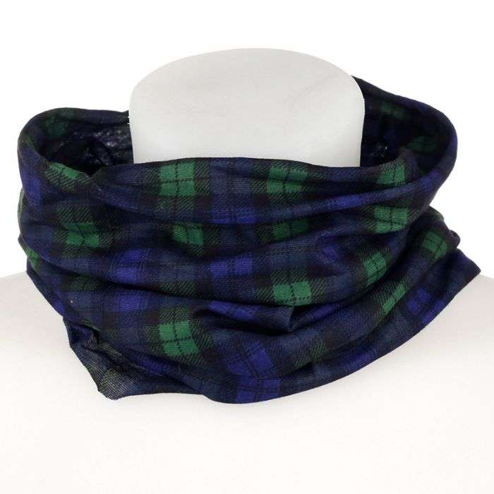 Neck Warmer Tube Scarf Green Tartan