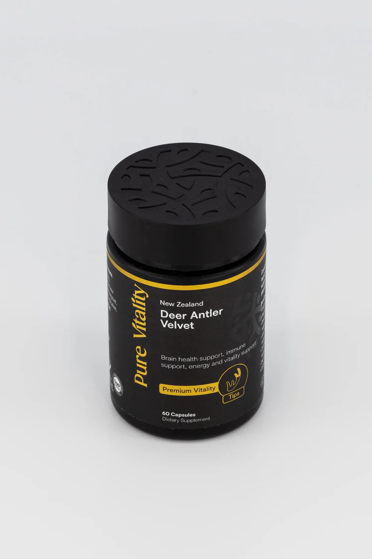 Pure Vitality's Deer Antler Premium Tips 250mg 60 Caps