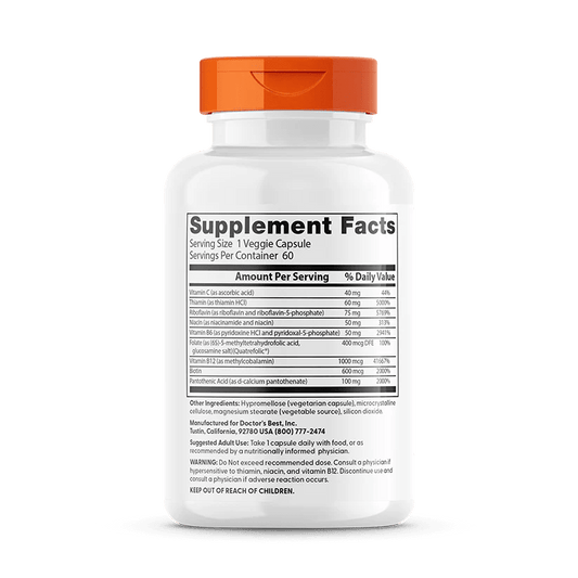 Doctor's Best Fully Active B Complex with Quatrefolic, 60 Veggie Caps - MarshallsHealthShop