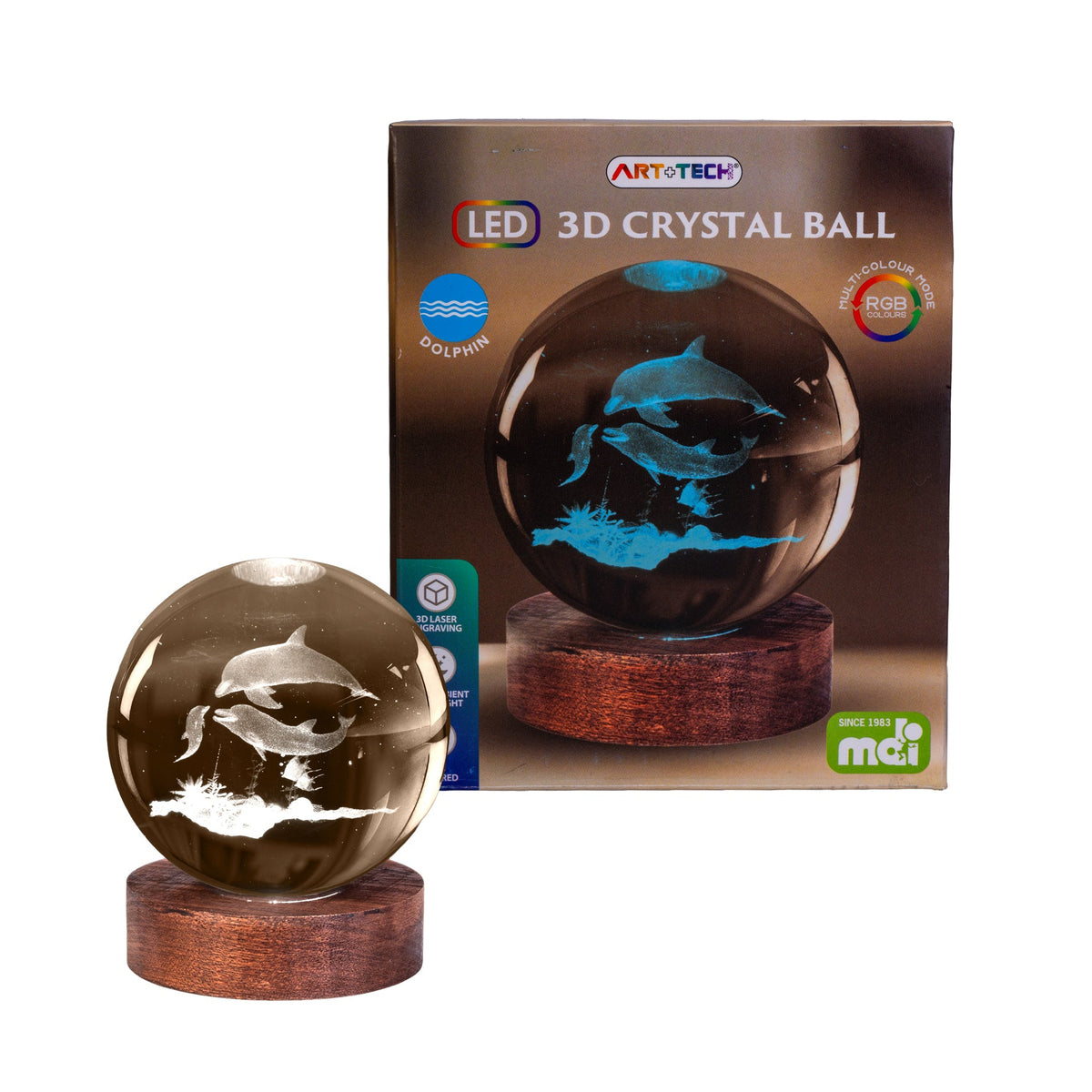 Dolphin 3D Crystal Ball Lamp# - 1st Stop Marshall's Health Shop, Gift Shop! - Heath and Natural Therapy New Brighton Christchurch - Naturopath#