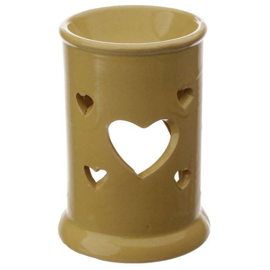 Eden Tall Ceramic Oil and Wax Burner with Heart Cut - out - MarshallsHealthShop