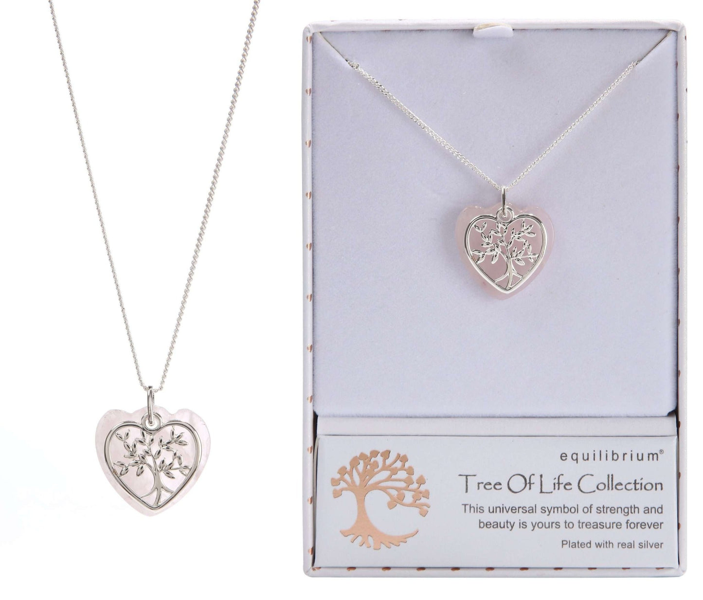 Equilibrium Necklace Tree Of Life Heart Rose Quartz - MarshallsHealthShop