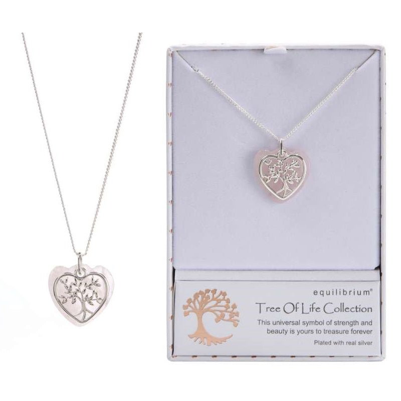 Equilibrium Tree Of Life Rose Quartz Gemstone Necklace - MarshallsHealthShop
