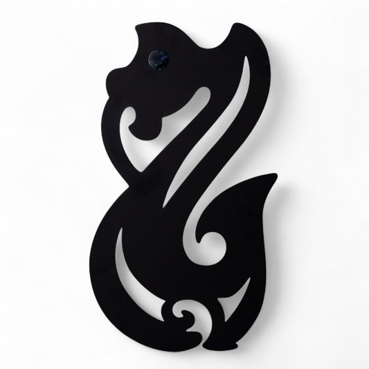 Wall Art - Steel - Manaia
Manaia - Means containing Mana (prestige and power). It has the head of a bird, the body of a human and the tail of a fish, representing the sky, earth and sea. It is your guardian angel. It is a spiritual piece that protects the wearer from evil and bad things. This Manaia is made from steel coated in a black paint finish. Suitable for indoor and outdoor use.
SKU: GKWA20
