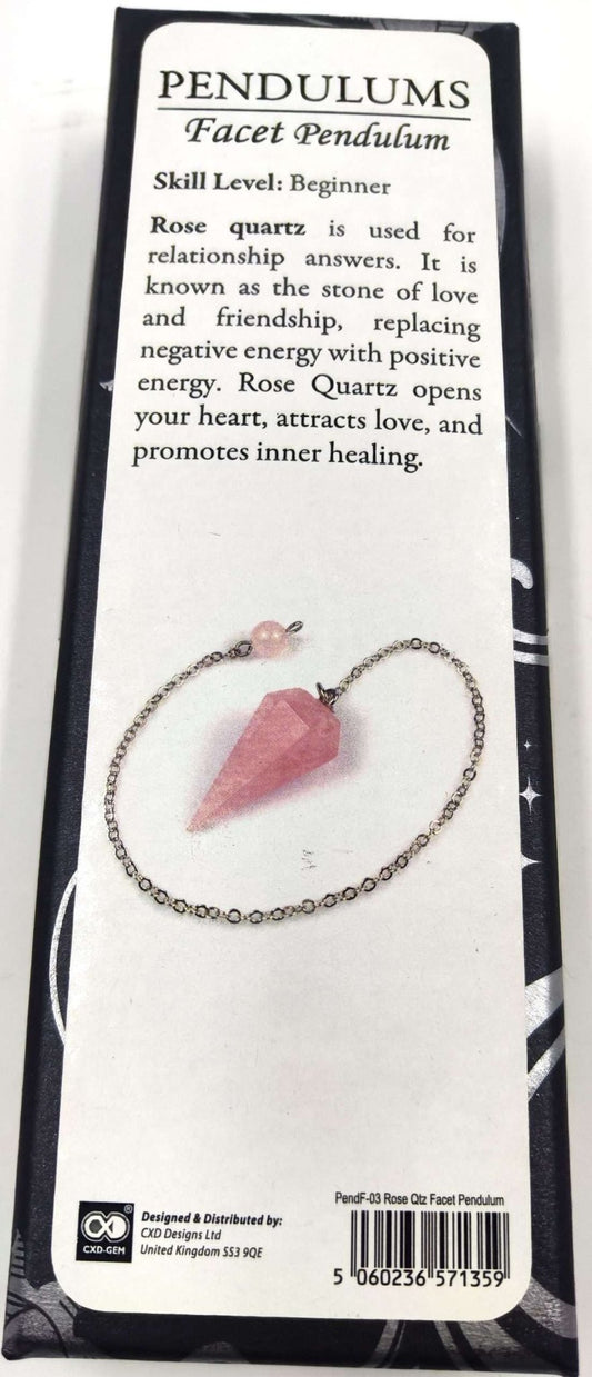 Facet Pendulum Rose Quartz - MarshallsHealthShop