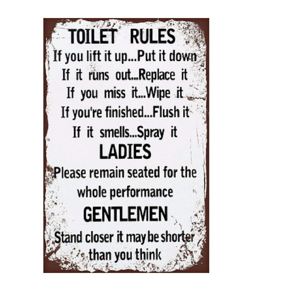 Metal Wall Art Toilet Rules
