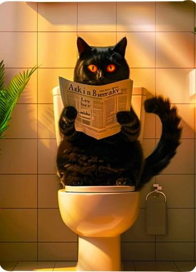 Framed PVC Pop Art Pooping Cat 30x40cm# - 1st Stop Marshall's Health Shop, Gift Shop! - Heath and Natural Therapy New Brighton Christchurch - Naturopath#