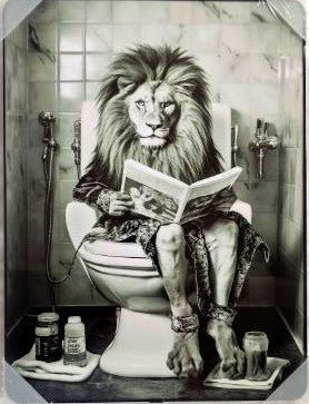Framed PVC Pop Art Pooping Lion 30x40cm# - 1st Stop Marshall's Health Shop, Gift Shop! - Heath and Natural Therapy New Brighton Christchurch - Naturopath#