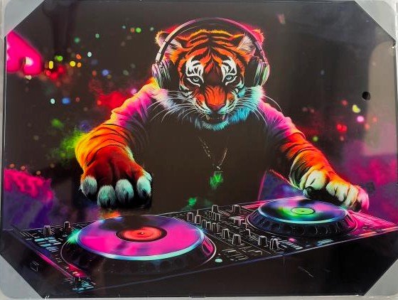 Framed PVC Pop Art Tiger DJ (PA9)# - 1st Stop Marshall's Health Shop, Gift Shop! - Heath and Natural Therapy New Brighton Christchurch - Naturopath#
