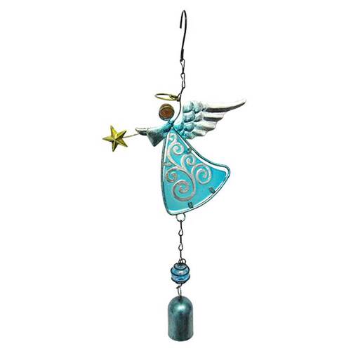 Garden Glass Angel Bell (Blue)# - 1st Stop Marshall's Health Shop, Gift Shop! - Heath and Natural Therapy New Brighton Christchurch - Naturopath#
