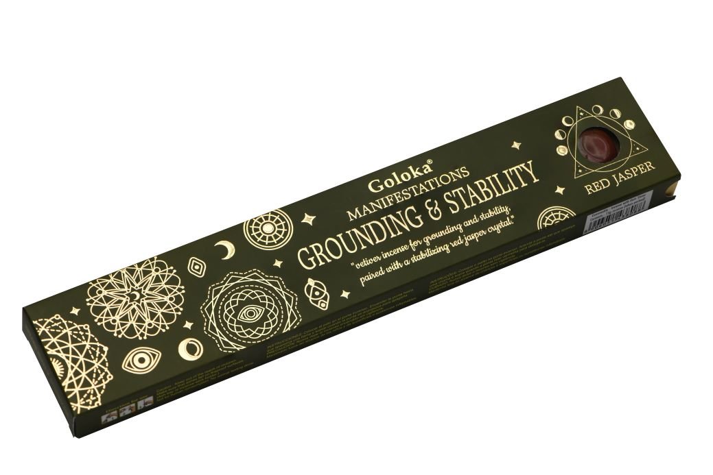 Goloka Manifestations Grounding & Stability- Vetiver Incense with Red Jasper 15 grams Gemstone Incen - 1st Stop Marshall's Health Shop, Gift Shop! - Heath and Natural Therapy New Brighton Christchurch - Naturopath