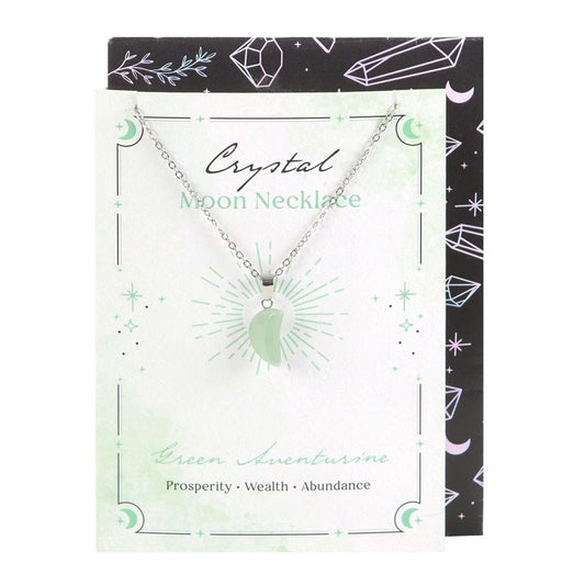 Green Aventurine Crystal Moon Necklace - MarshallsHealthShop