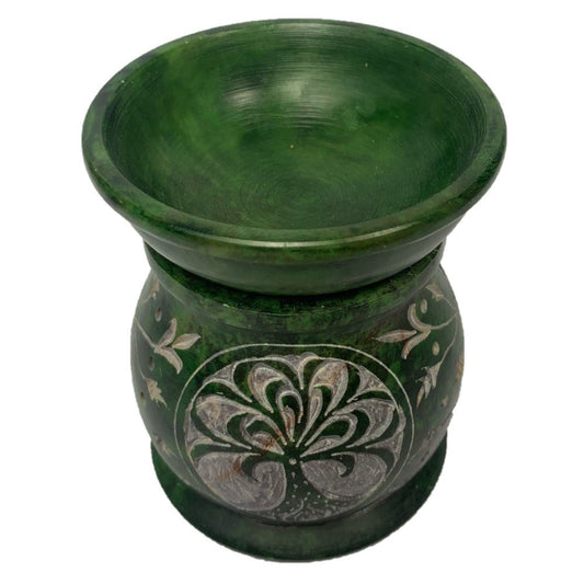 Green Tree Of Life Soapstone Burner - MarshallsHealthShop