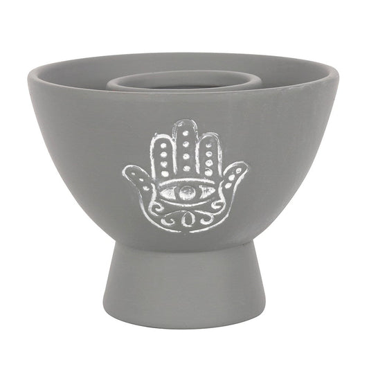 Hamsa Grey Terracotta Smudge Bowl - MarshallsHealthShop