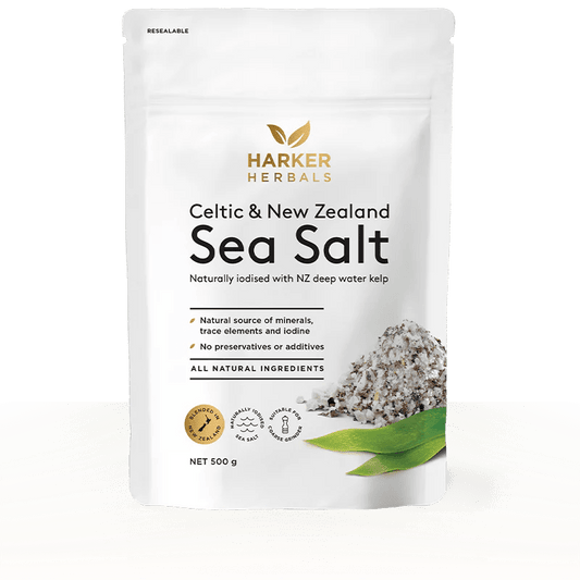Harker Herbals Celtic & NZ Sea Salt with Kelp - 1st Stop Marshall's Health Shop, Gift Shop! - Heath and Natural Therapy New Brighton Christchurch - Naturopath