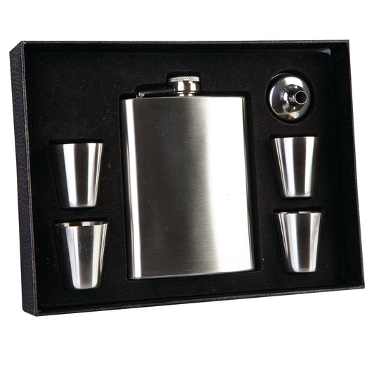 Hip Flask Set with Four Shot Glasses - MarshallsHealthShop