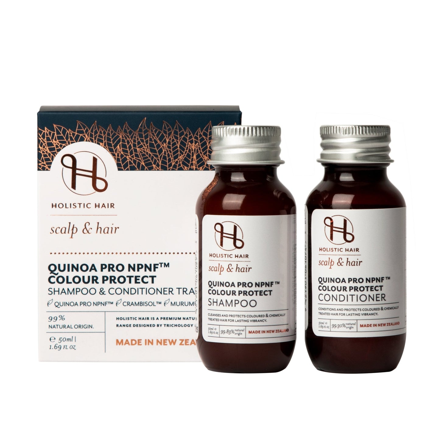 HOLISTIC HAIR Quinoa Pro NPNF Colour Protect Shampoo & Conditioner 50ml Travel Set - MarshallsHealthShop