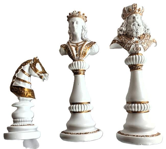 Imperial Chess Pieces Gold/White King, Queen, Knight.# - 1st Stop Marshall's Health Shop, Gift Shop! - Heath and Natural Therapy New Brighton Christchurch - Naturopath#