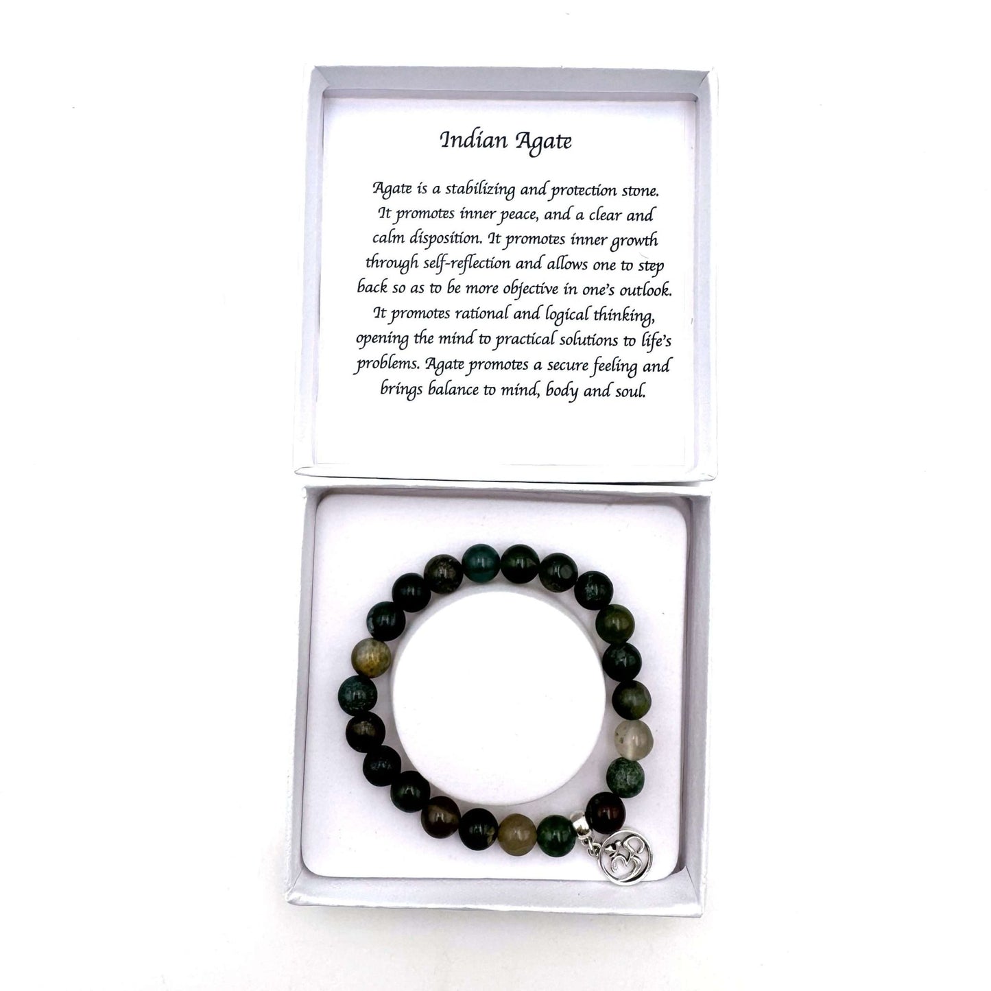 Indian Agate Bracelet with Ohm Charm - MarshallsHealthShop