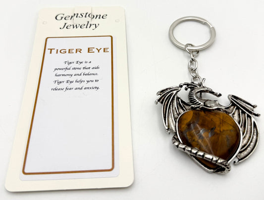 Keyring Flying Dragon Tiger Eye - MarshallsHealthShop