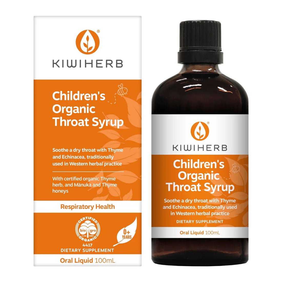 KIWIHERB Children's Organic Throat Syrup 100ml - 1st Stop Marshall's Health Shop, Gift Shop! - Heath and Natural Therapy New Brighton Christchurch - Naturopath