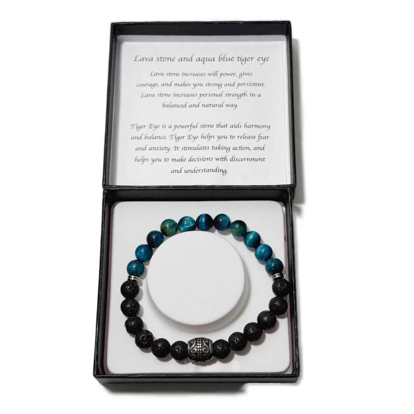 Men's Bracelet Lavastone Aqua Blue Tiger Eye - 1st Stop Marshall's Health Shop, Gift Shop! - Heath and Natural Therapy New Brighton Christchurch - Naturopath