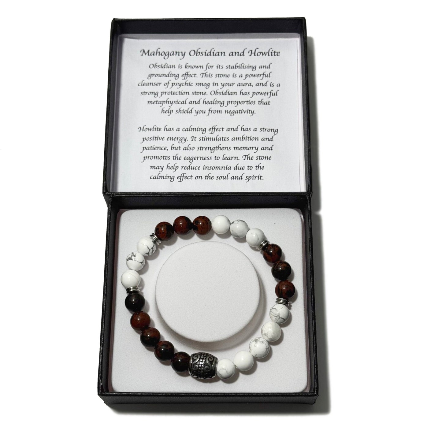 Men's Bracelet Mahogany Obsidian & American Howlite - 1st Stop Marshall's Health Shop, Gift Shop! - Heath and Natural Therapy New Brighton Christchurch - Naturopath