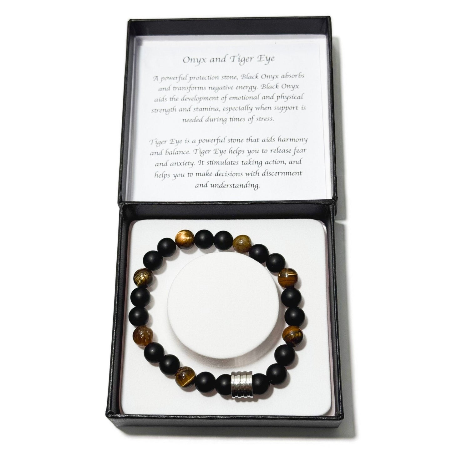Men's Bracelet Matte Onyx Tiger Eye 4 Ring Bead - 1st Stop Marshall's Health Shop, Gift Shop! - Heath and Natural Therapy New Brighton Christchurch - Naturopath