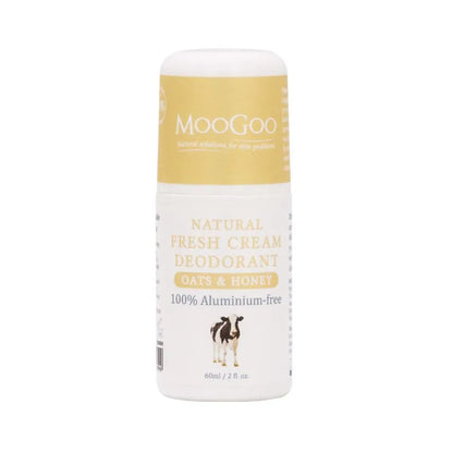 MooGoo Fresh Cream Deodorant Oats & Honey 60ml Oats & Honey is a sweet and warm nose-pleasing product, with a scent so delicious you'll want to eat it. And you can eat it if you want but it doesn't taste as good as it smells, trust us. It's made with natural ingredients of course, so if it somehow ends up in your mouth, you'll be A-OK. It smells like our Milk Shampoo.