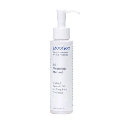 MooGoo Oil Cleansing Method 100ml The Oil Cleansing Method is a way of cleansing the skin using oils and massage. Oil to cleanse the skin? It sounds counter-intuitive but oils can dissolve hardened oil that can get stuck in your pores, and also help remove other impurities such as built up dirt, sweat and makeup.