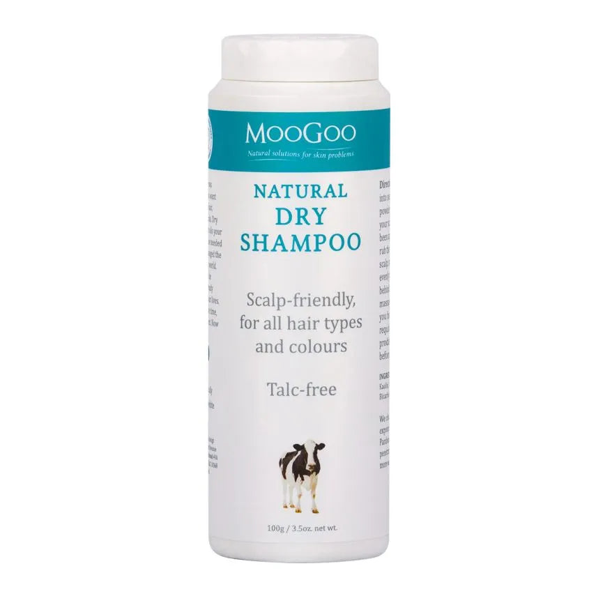 MooGoo Dry Shampoo 100g New to powder dry shampoo? Dry shampoo is almost as popular as Adele and Ed Sheeran combined (that’s really popular!), but most of the ones we saw on the market are packed in aerosol spray cans. When people try our dry shampoo for the first time, they often say “how did I not know about this before?” or “this is the absolute life-saver".