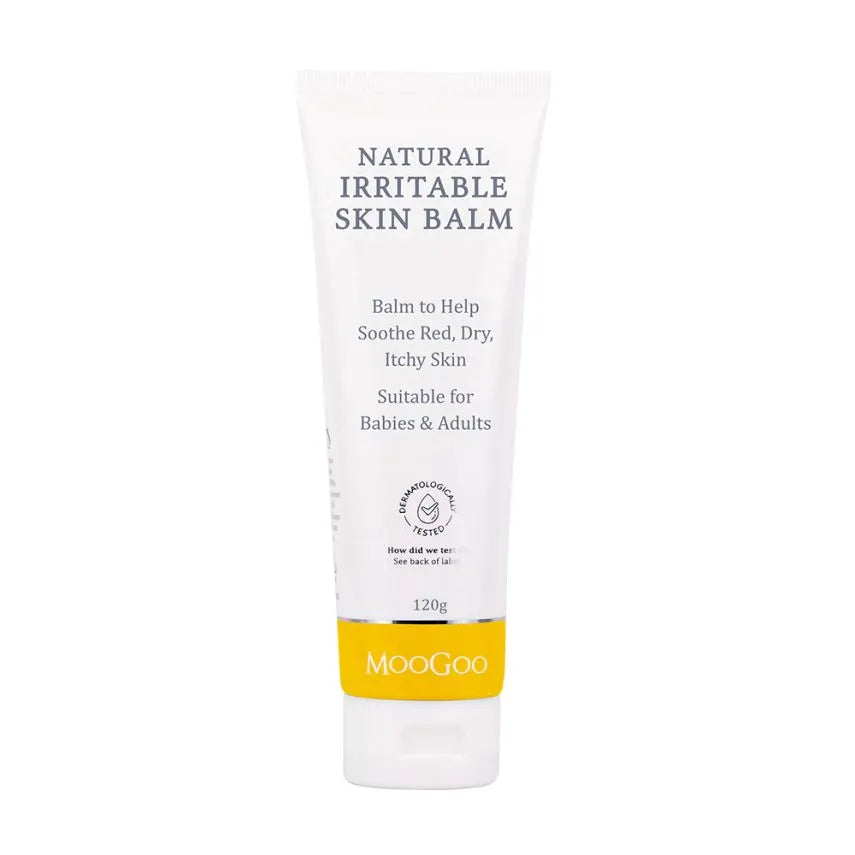 MooGoo Irritable Skin Balm 120g This is our original Irritable Skin Balm which has helped a lot of adults and babies with their skin concerns. In fact, without any advertising it has become one of our most popular products through word of mouth. Please remember though that one cream won't fix every skin problem for everyone. For more information specifically about Eczema click here, and for Psoriasis click here. Please note that this product in Australia is called Eczema & Psoriasis Cream.